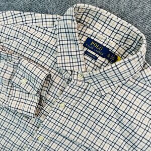 Polo Ralph Lauren Men's XL Black White Tan Check Classic Fit Cotton Shirt Pony